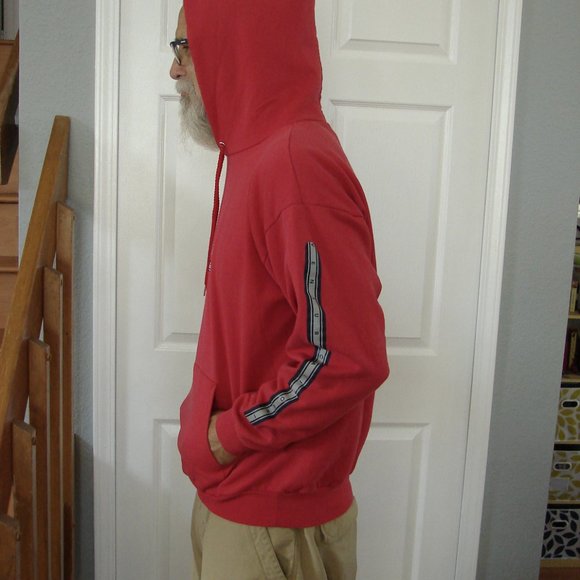 Lighter Tone Red Hoodie Ventura CA Surf Mens Womens Unisex Arm Stripe Surfboard - Picture 3 of 14